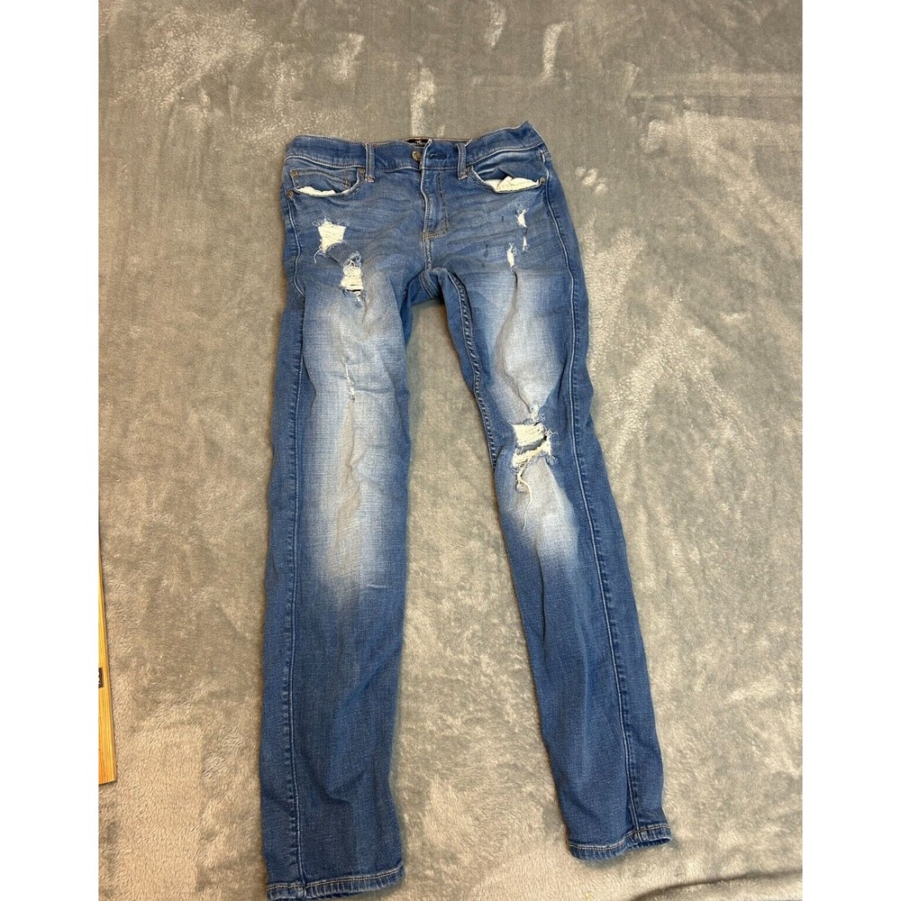 Hollister Super Skinny Epic Flex Blue Jeans 30x32 Distressed